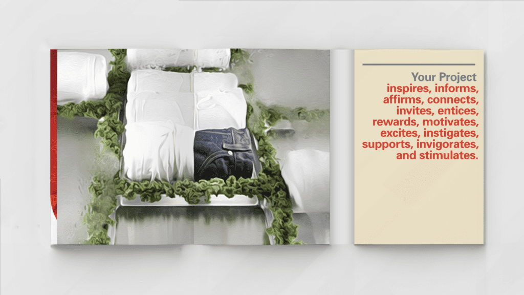 A book with a picture of a suitcase and some plants